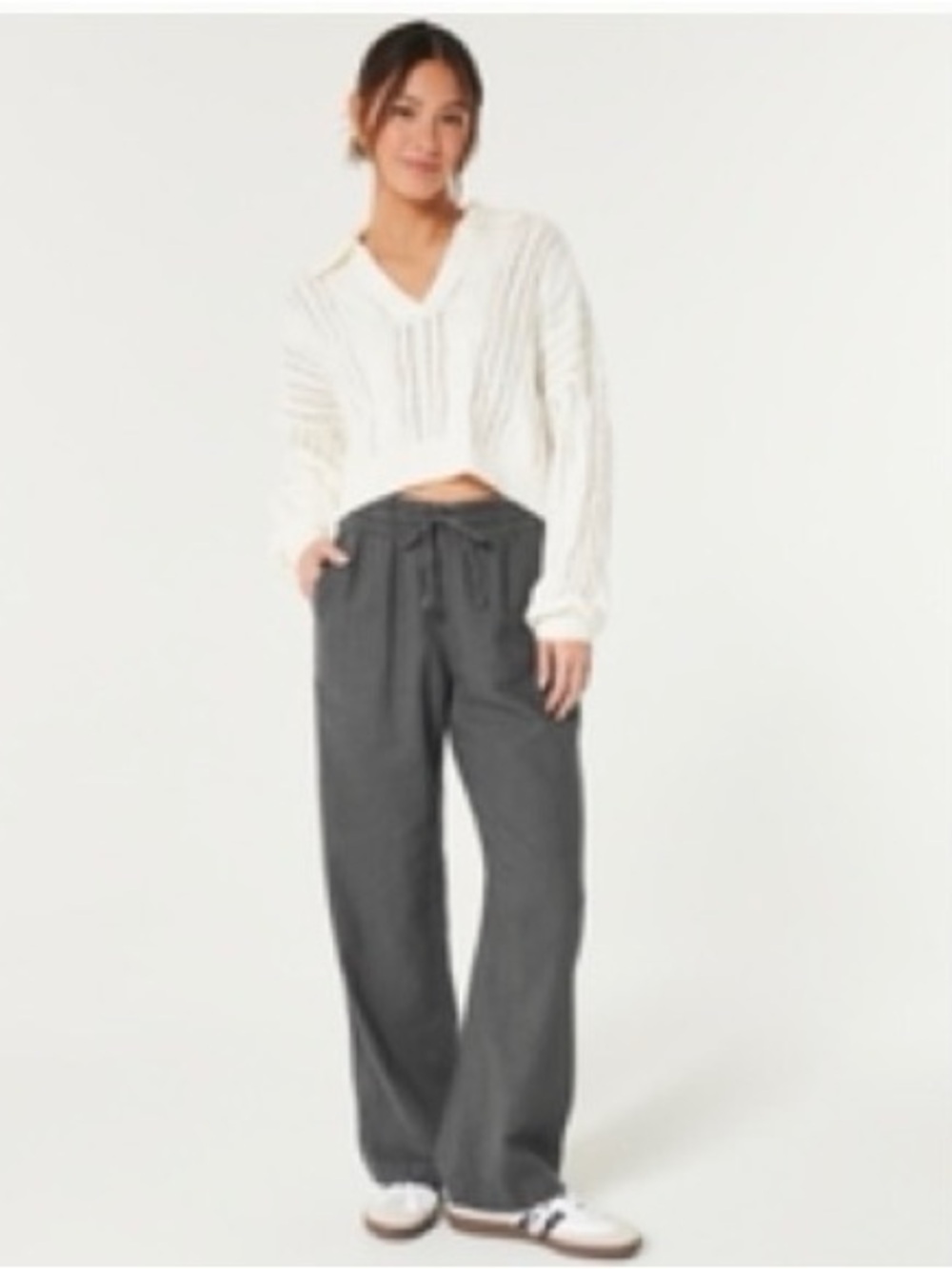 Women’s Adjustable Rise Pull-On Baggy Drawstring Pants - Grey